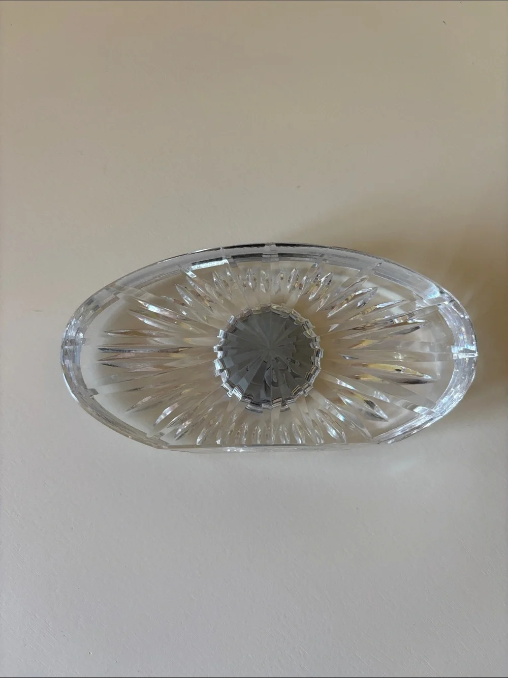Waterford Clear Crystal Oval Desk Clock with Silver Trim
